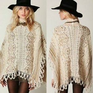 Free People Casablanca Sweater Boho Poncho Shawl
